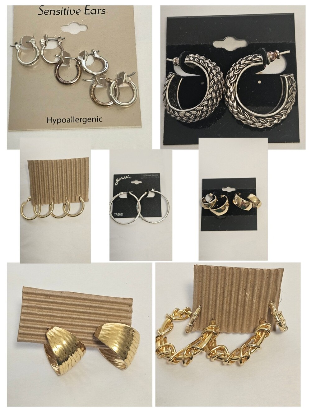 Gold & Silver Tone Fashion Hoop Earring Multi-Pack Lot - 7 Sets